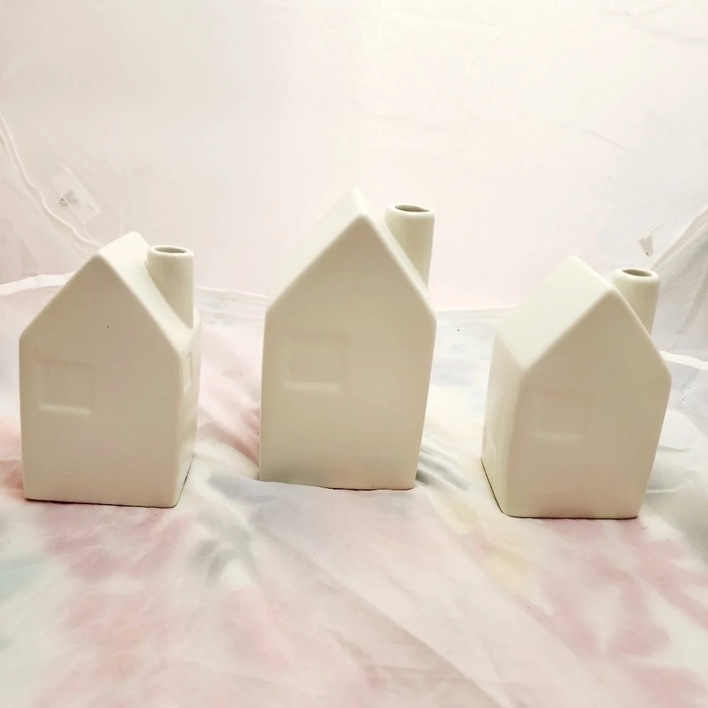 NWT Hearth & Hand 3 Sizes White House w/ Magnolia Flower Bud Vases Home Decor